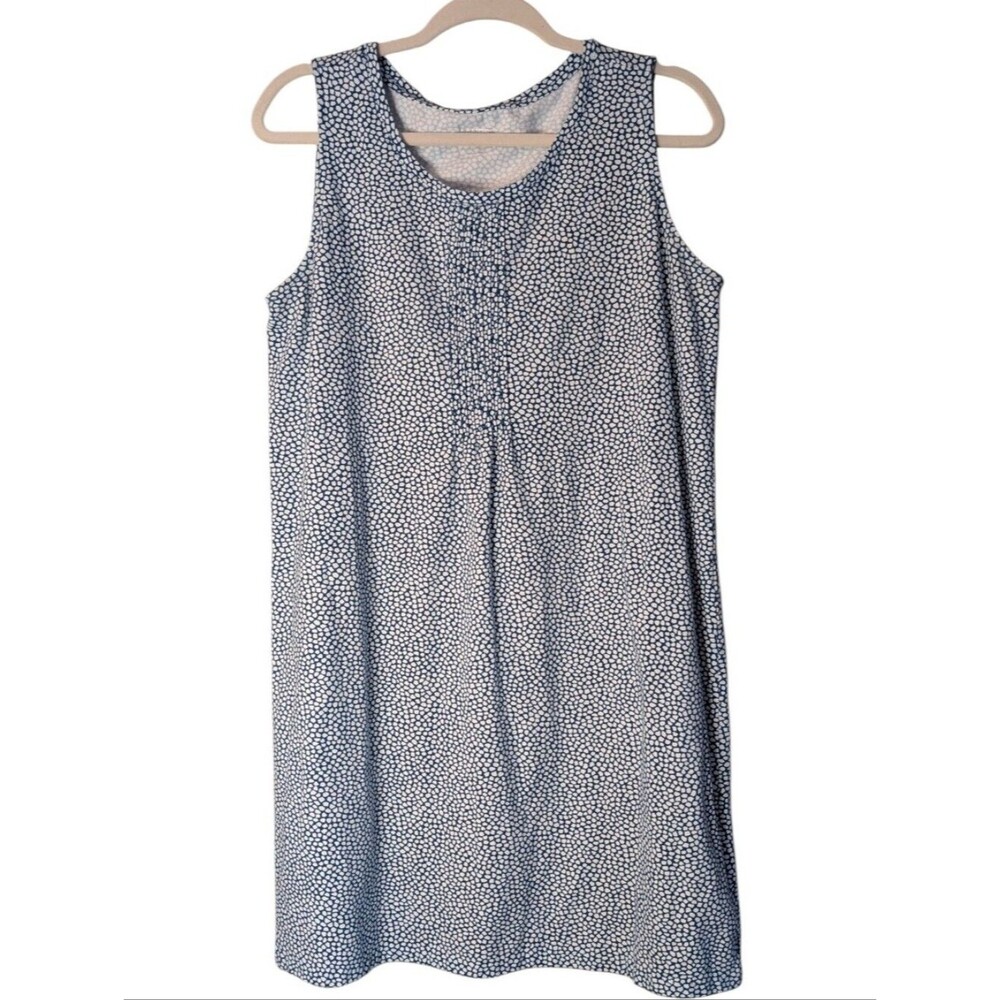 Lands' End blue and white dot pintuck A-line tank dress size Medium